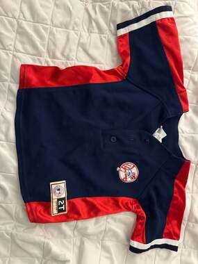 Vintage New York Yankees Toddler 2T Henley Baseball Jersey Navy and Red